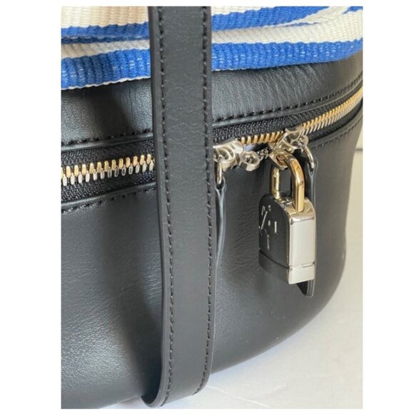 Want Les Essentiels Backpack Roll Top Duffel XL Blue Canvas Leather Stripe - Picture 6 of 11